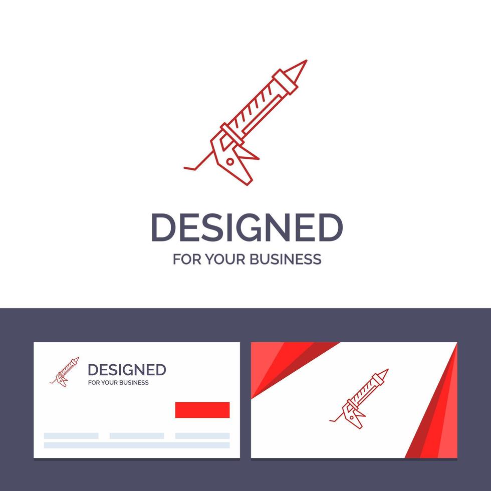 Creative Business Card and Logo template Sealant Gun Repair Construction Utensils Vector Illustration