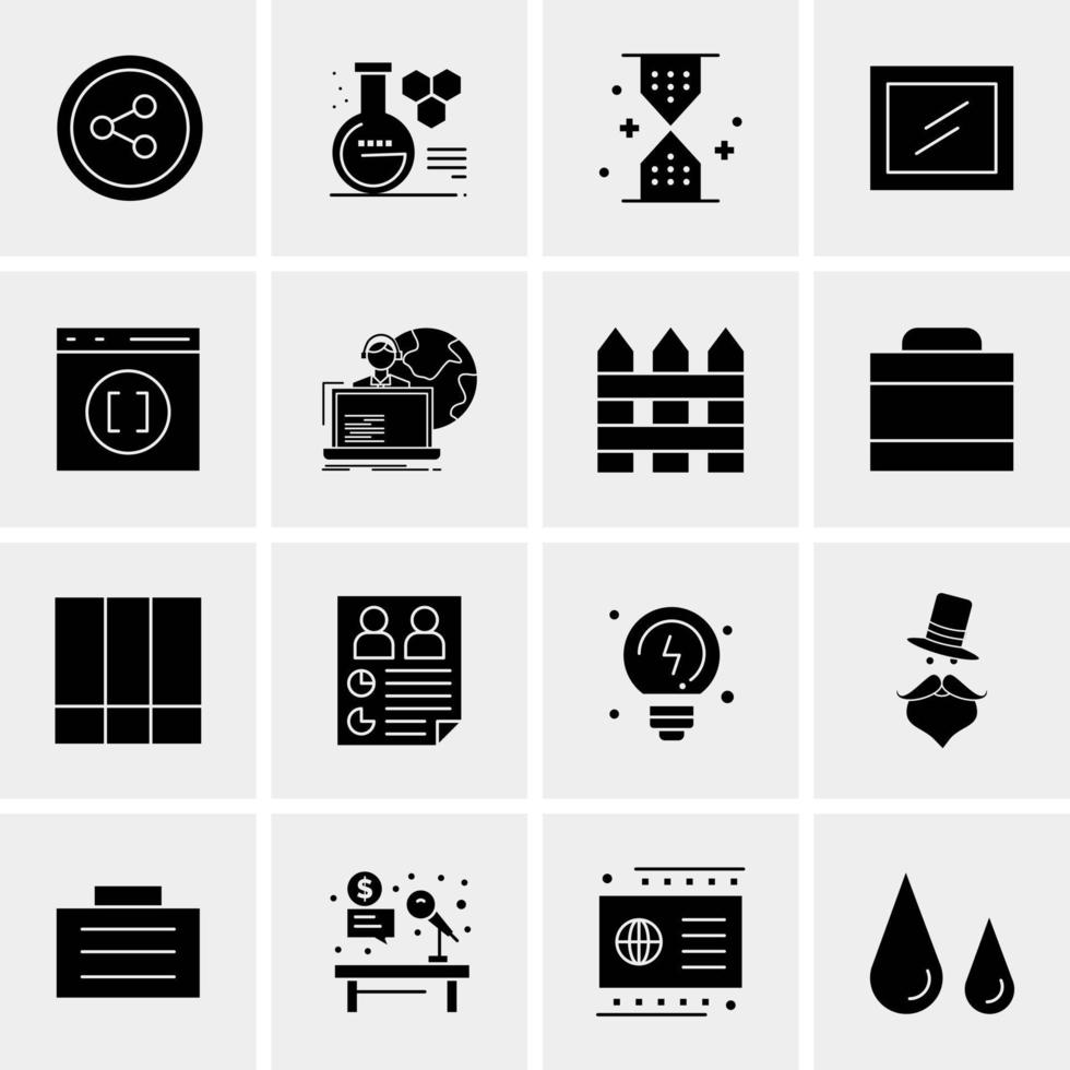 16 iconos de negocios universales vector ilustración de icono creativo para usar en proyectos relacionados con la web y dispositivos móviles