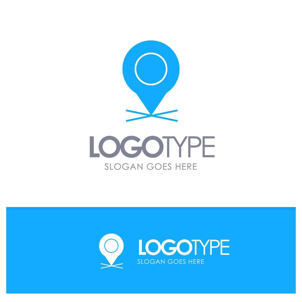 Location Map Pointer Pin Blue Solid Logo with place for tagline vector