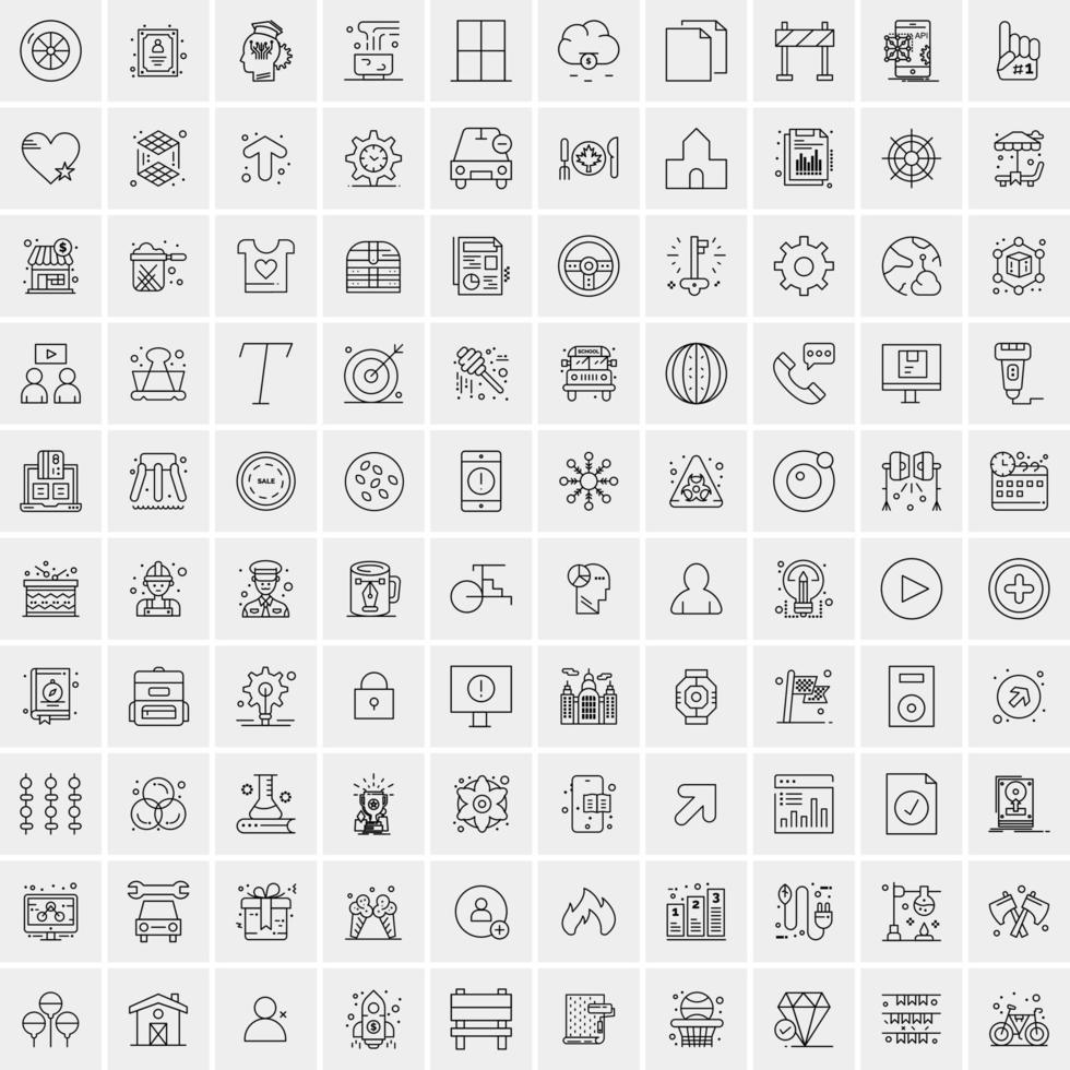 Pack of 100 Universal Line Icons for Mobile and Web vector