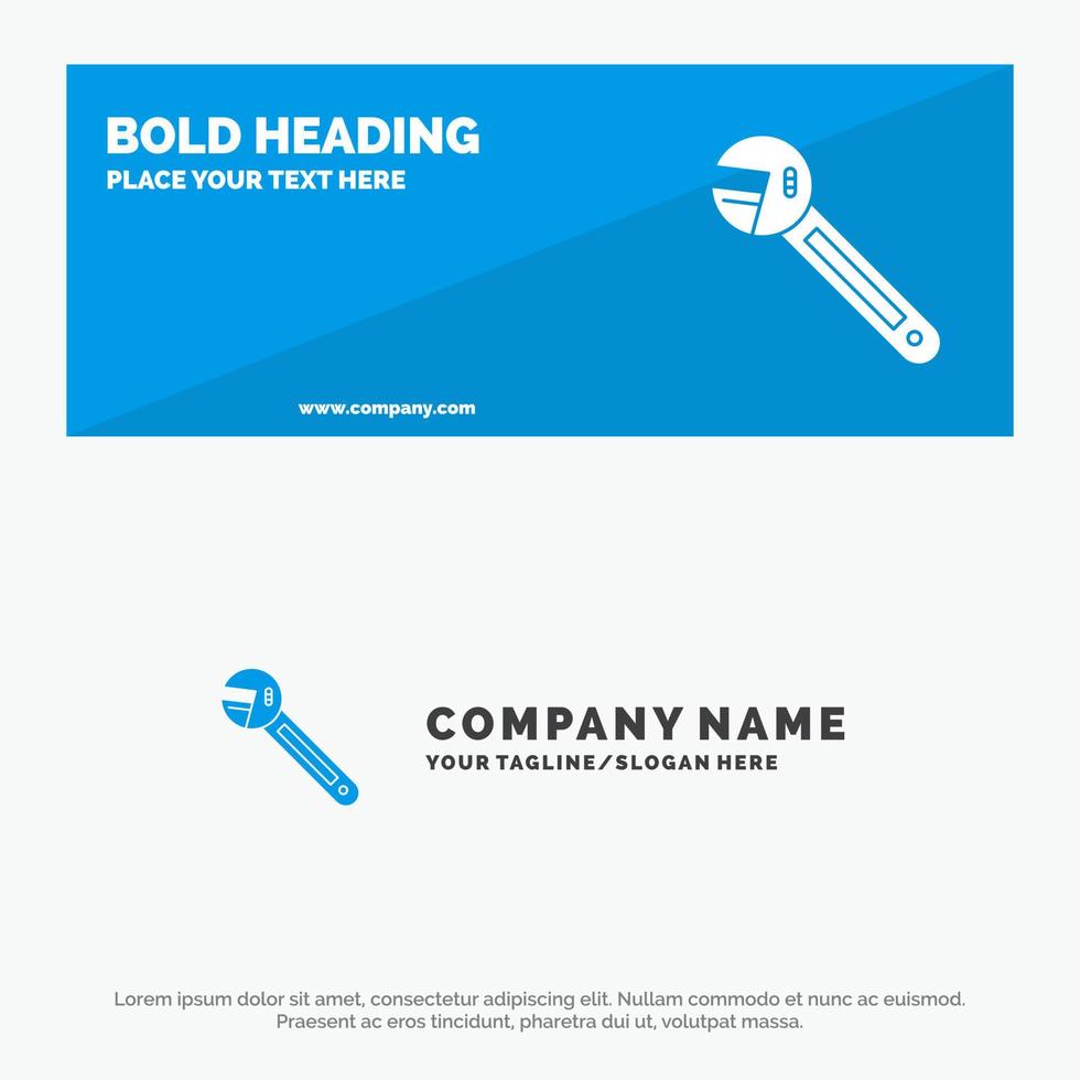 Wrench Option Tool Spanner Tool SOlid Icon Website Banner and Business Logo Template vector