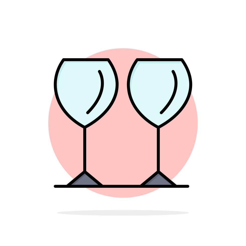 vasos de vidrio bebida hotel círculo abstracto fondo color plano icono vector