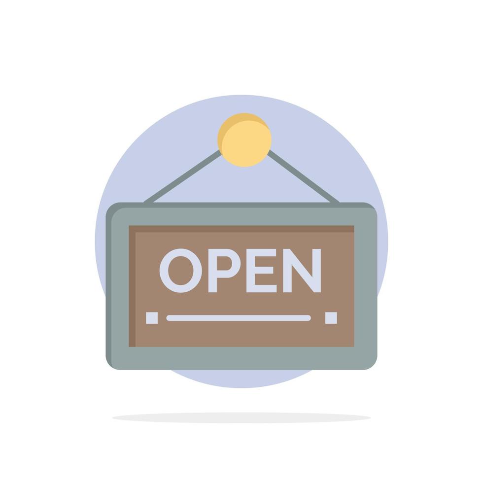Open Sign Board Hotel Abstract Circle Background Flat color Icon vector