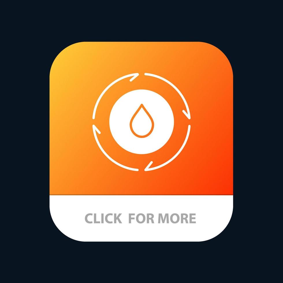 botón de la aplicación móvil de la naturaleza del poder del agua de energía versión de glifo de android e ios vector