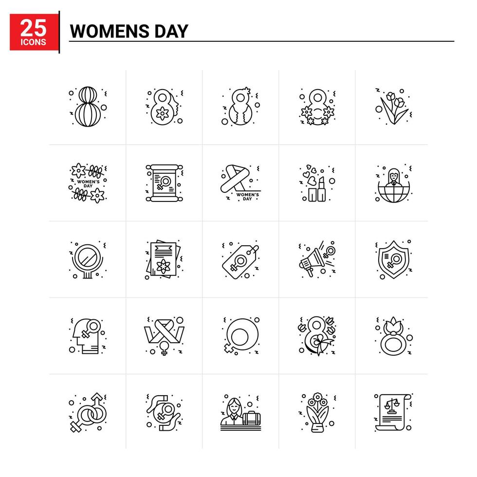 25 Womens Day icon set vector background