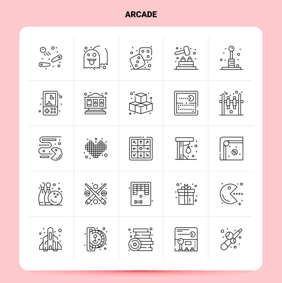 contorno 25 conjunto de iconos de arcade diseño de estilo de línea vectorial conjunto de iconos negros paquete de pictogramas lineales diseño de ideas de negocios web y móviles ilustración vectorial vector