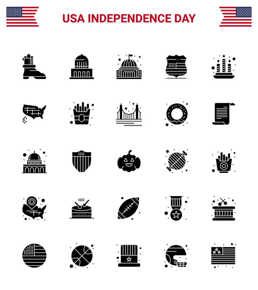 25 iconos creativos de estados unidos signos de independencia modernos y símbolos del 4 de julio del edificio de seguridad contra incendios escudo de estados unidos elementos de diseño vectorial editables del día de estados unidos vector