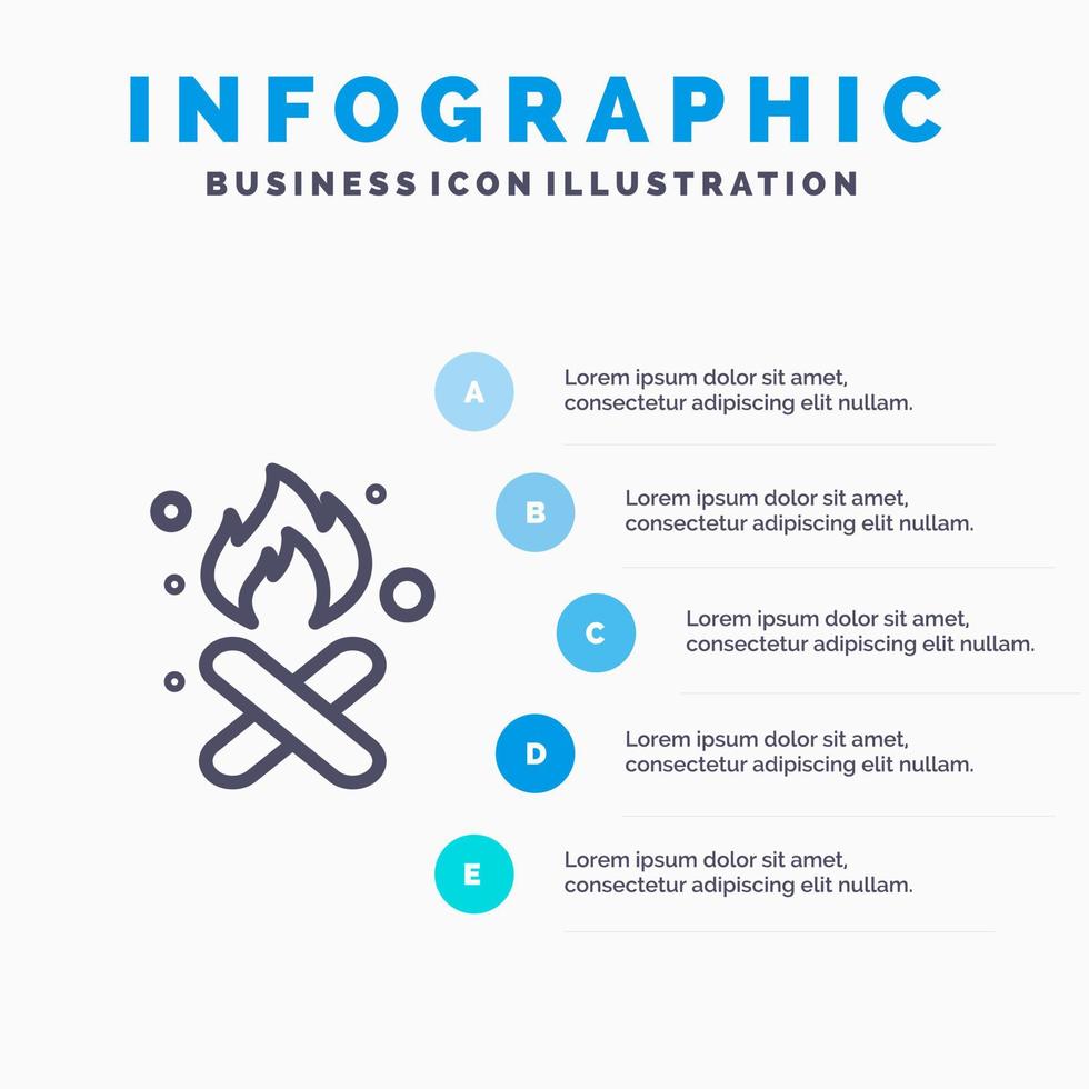 Burn Fire Garbage Pollution Smoke Line icon with 5 steps presentation infographics Background vector