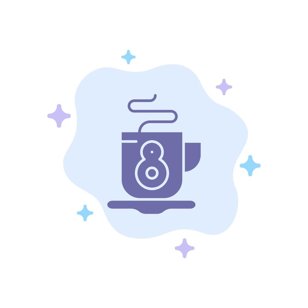 café, té, caliente, azul, icono, en, extracto, nube, plano de fondo vector