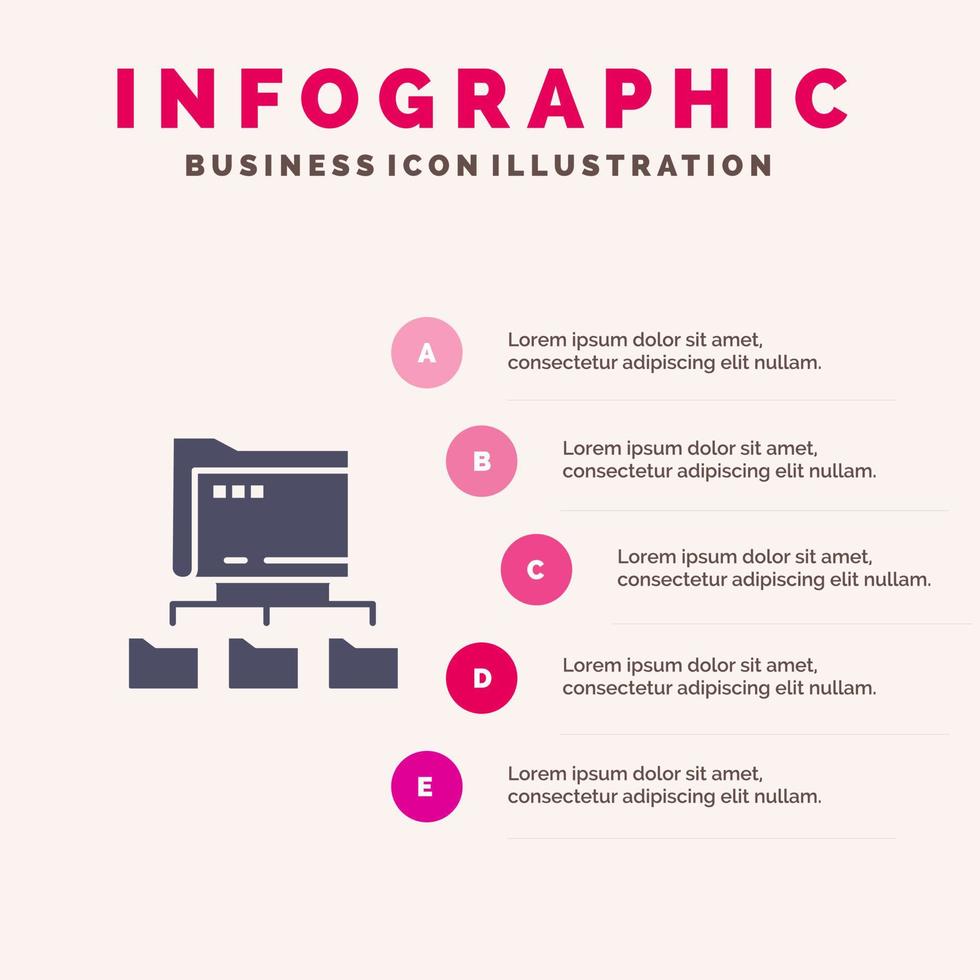 Folder Folders Network Computing Infographics Presentation Template 5 Steps Presentation vector