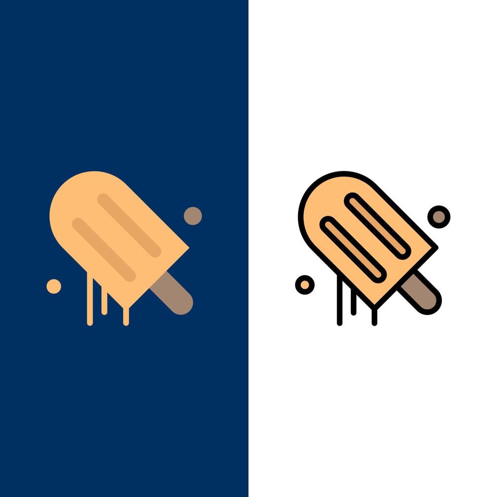 helado americano usa iconos planos y llenos de línea conjunto de iconos vector fondo azul