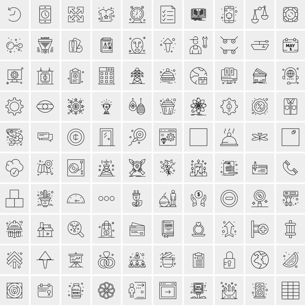 Pack of 100 Universal Line Icons for Mobile and Web vector