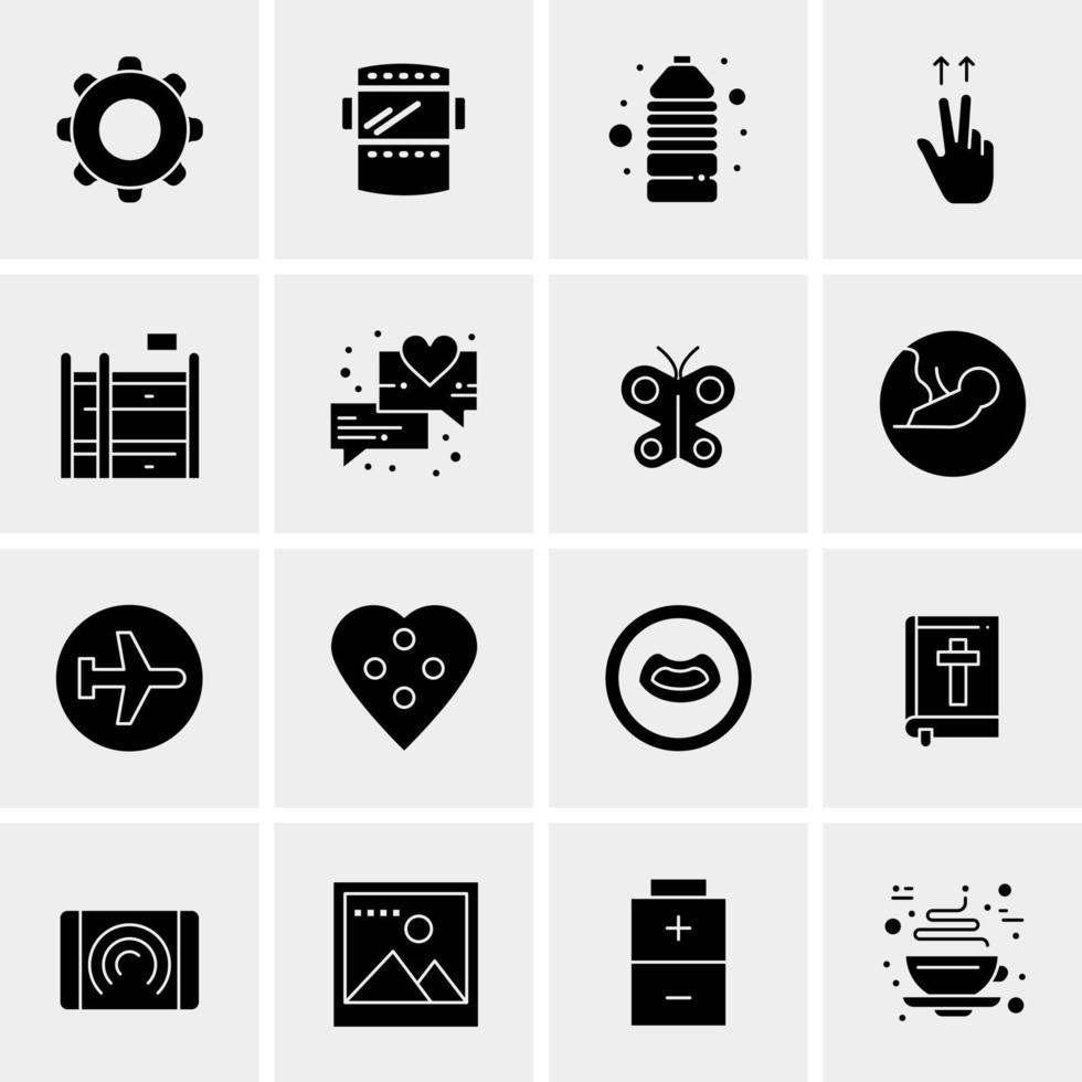 16 iconos de negocios universales vector ilustración de icono creativo para usar en proyectos relacionados con la web y dispositivos móviles