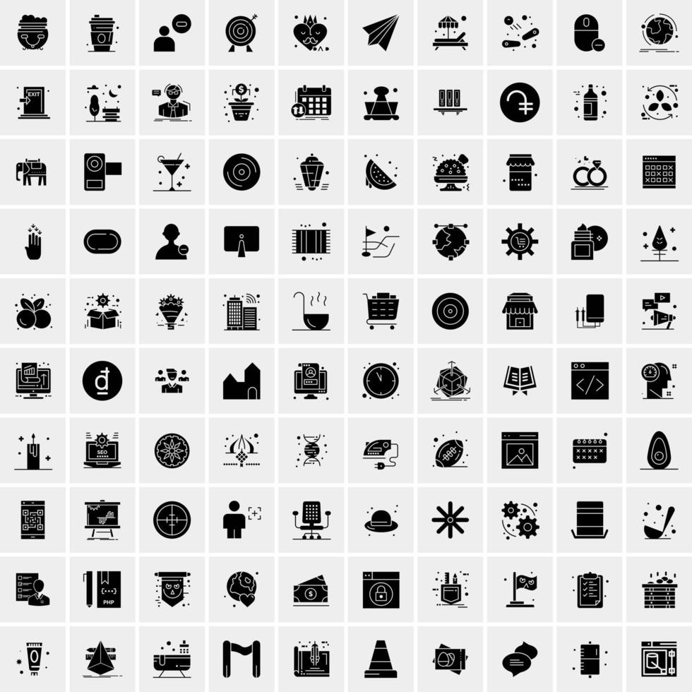 Set of 100 Universal Solid Icons vector