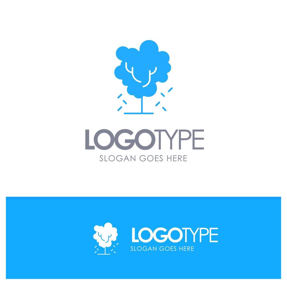 árbol manzana manzano naturaleza primavera azul logotipo sólido con lugar para el eslogan vector