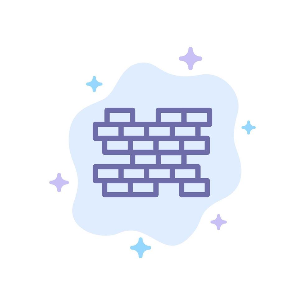 Brick Bricks Wall Blue Icon on Abstract Cloud Background vector