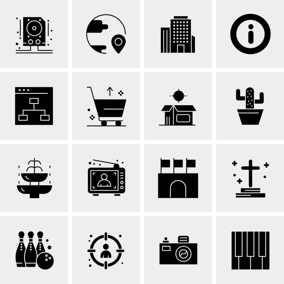 16 iconos de negocios universales vector ilustración de icono creativo para usar en proyectos relacionados con la web y dispositivos móviles