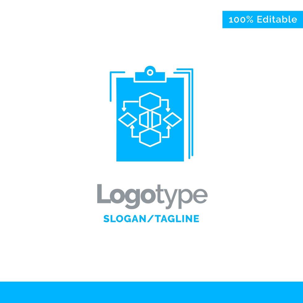 Clipboard Business Diagram Flow Process Work Workflow Blue Solid Logo Template Place for Tagline vector