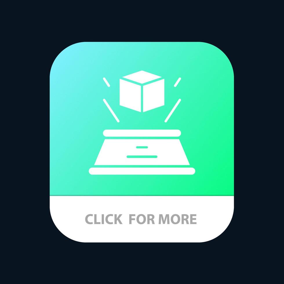 3d Box Hologram Imagination Presentation Mobile App Button Android and IOS Glyph Version vector