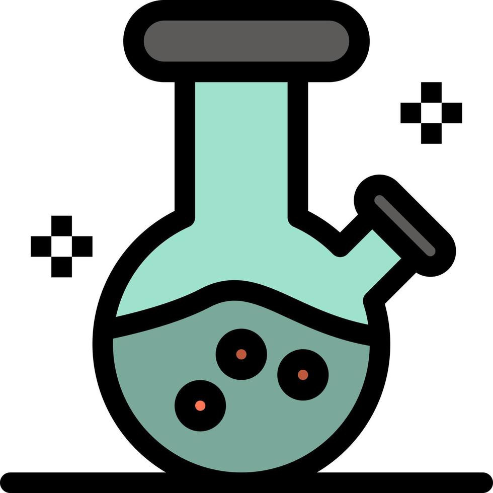 plantilla de banner de icono de vector de icono de color plano de poción de laboratorio de matraz de demostración