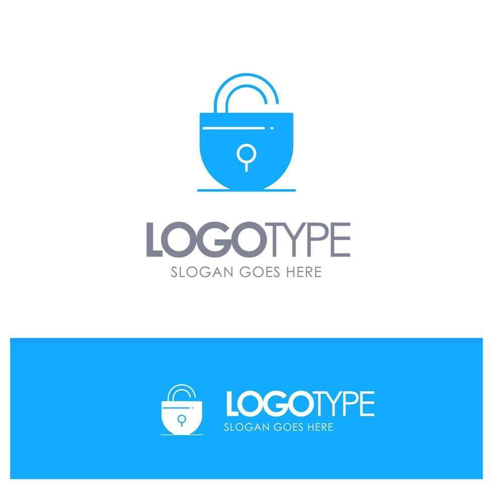 Lock Locked Security Internet Blue Solid Logo with place for tagline vector