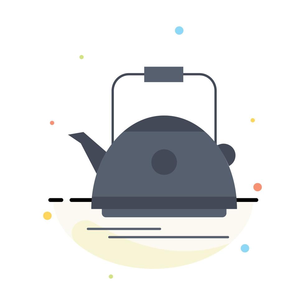 Tea kettle teapot camping pot Flat Color Icon Vector