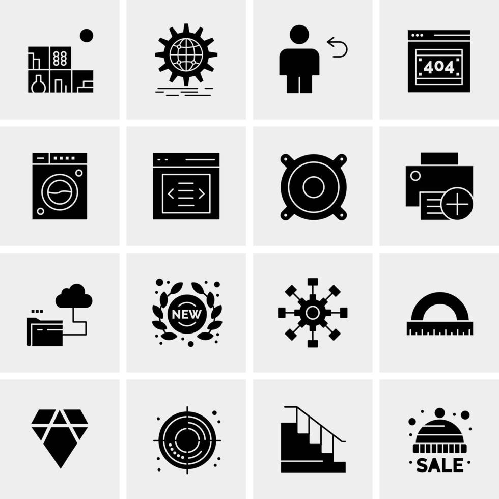 16 iconos de negocios universales vector ilustración de icono creativo para usar en proyectos relacionados con la web y dispositivos móviles