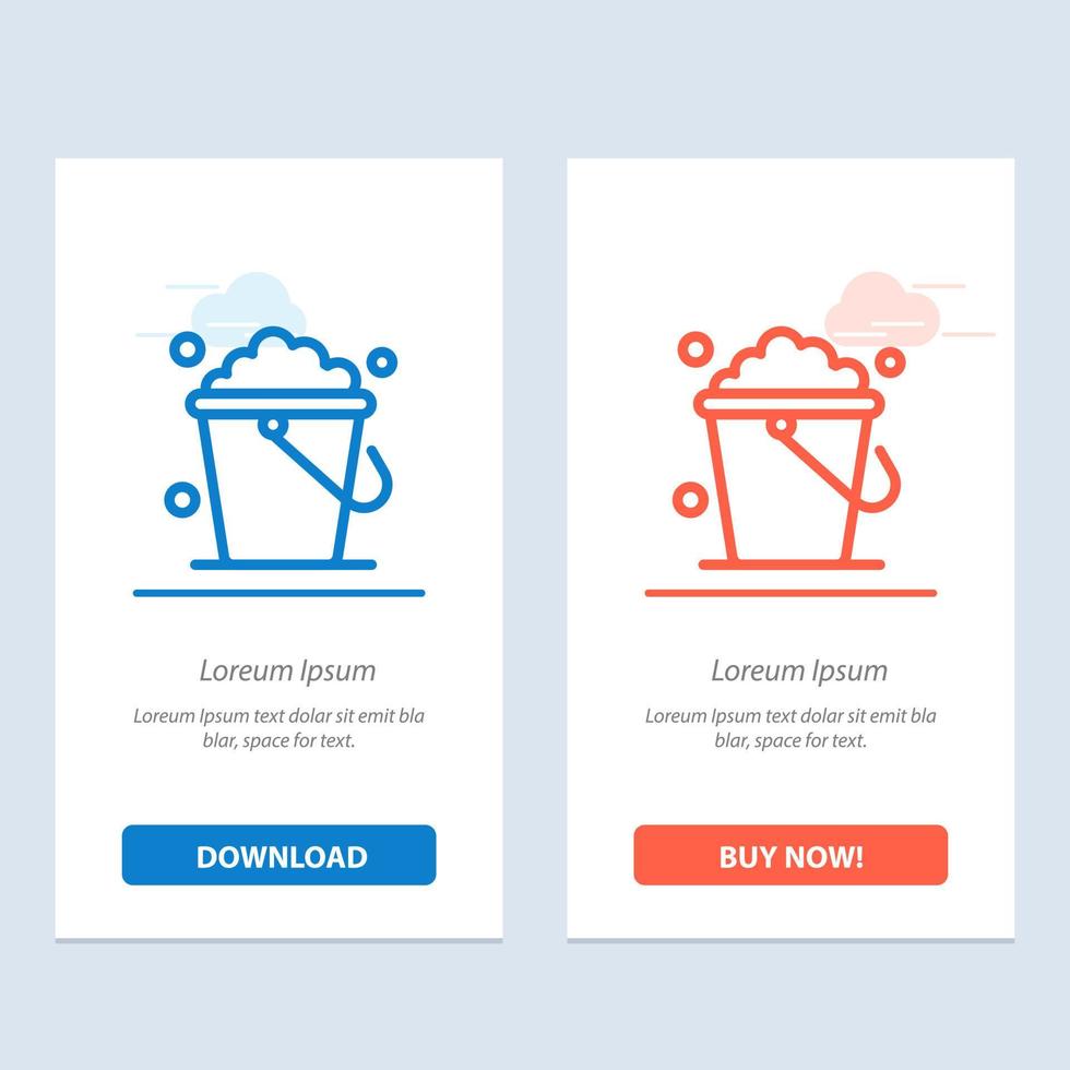 Bucket Cleaning Floor Home  Blue and Red Download and Buy Now web Widget Card Template vector