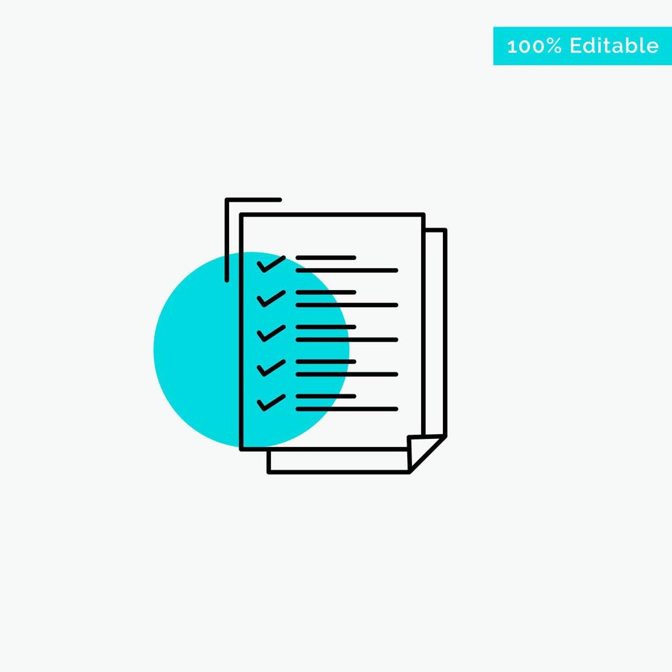 Checklist To Do List Work Task Notepad turquoise highlight circle point Vector icon