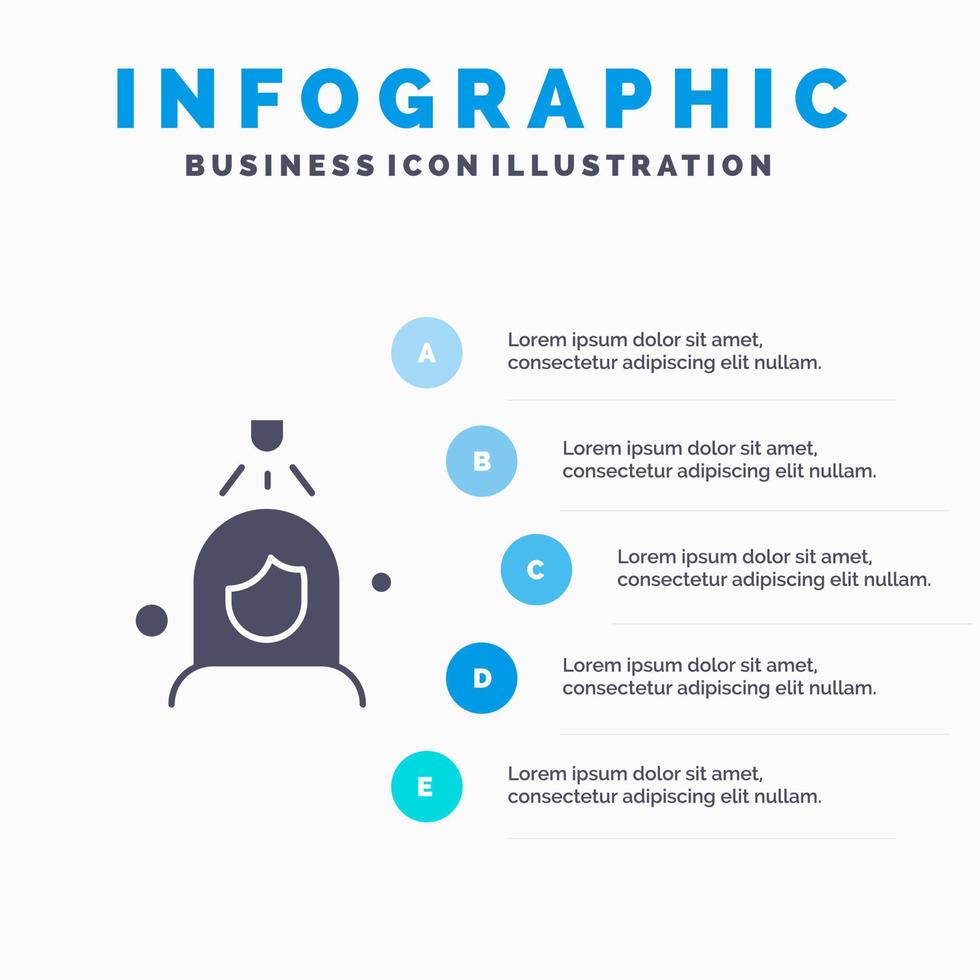 mujer ducha lavado limpieza sólido icono infografía 5 pasos presentación antecedentes vector