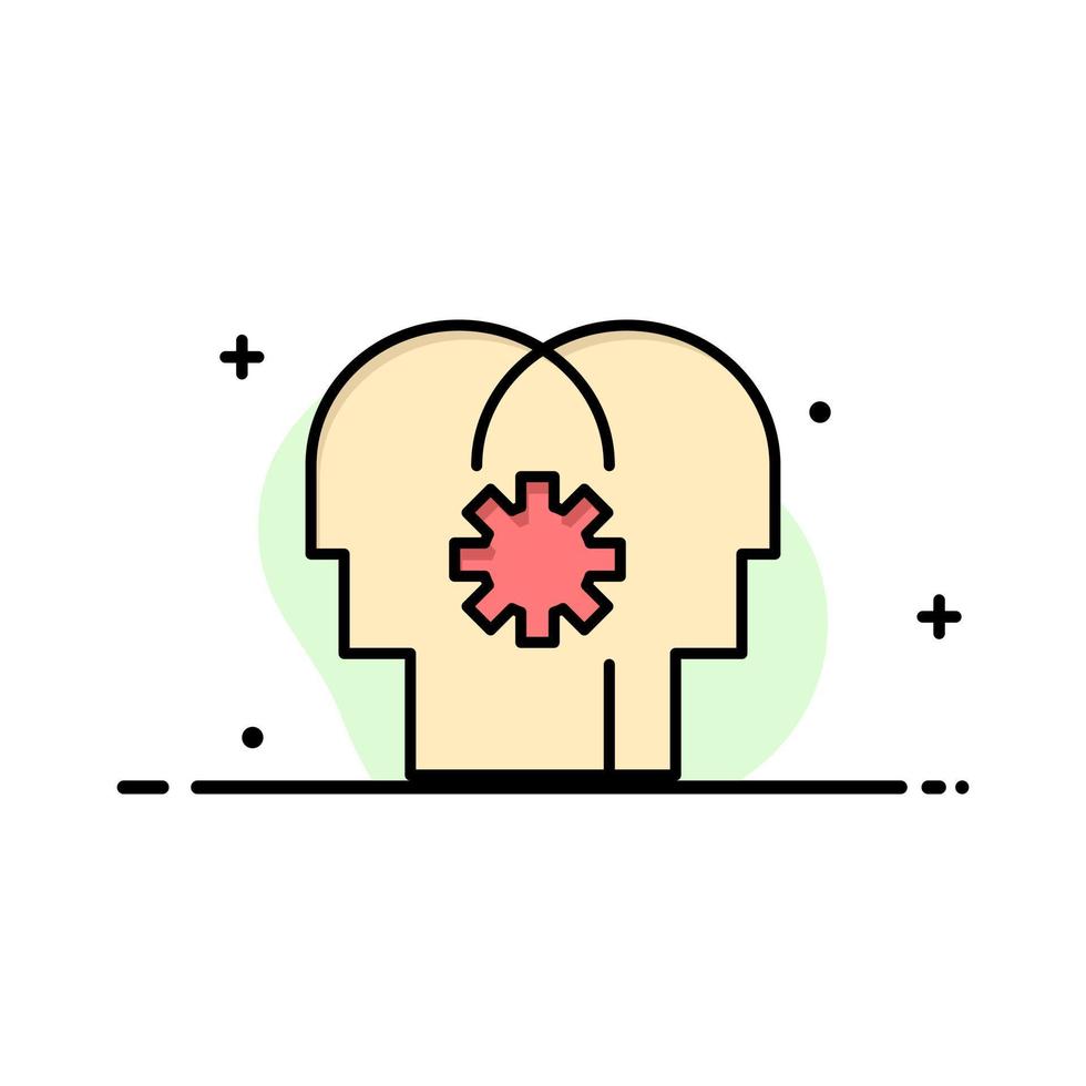 Brain Control Mind Setting  Business Flat Line Filled Icon Vector Banner Template