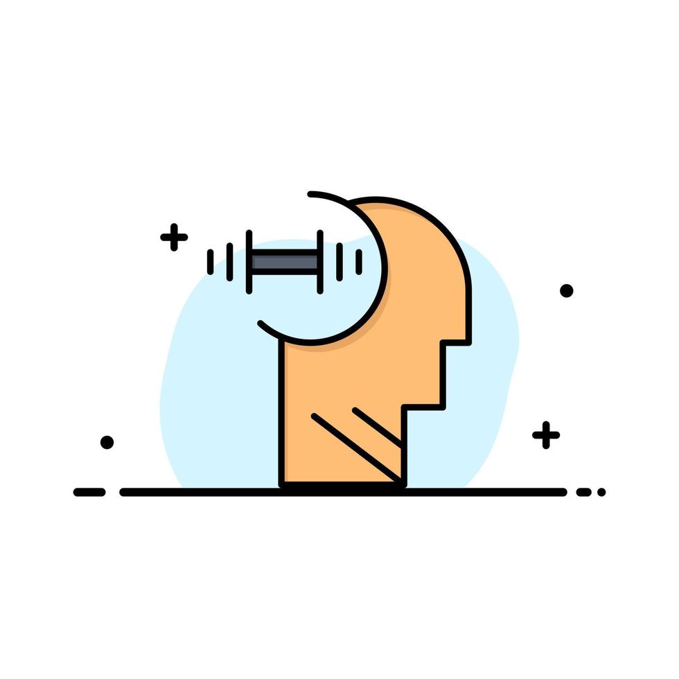 Training Brian Dumbbell Head  Business Flat Line Filled Icon Vector Banner Template