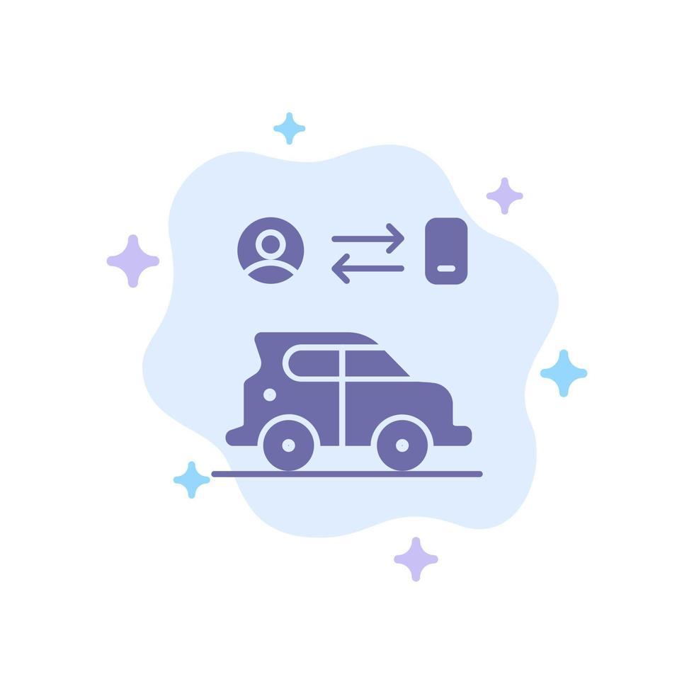 Car Transport Man Technology Blue Icon on Abstract Cloud Background vector