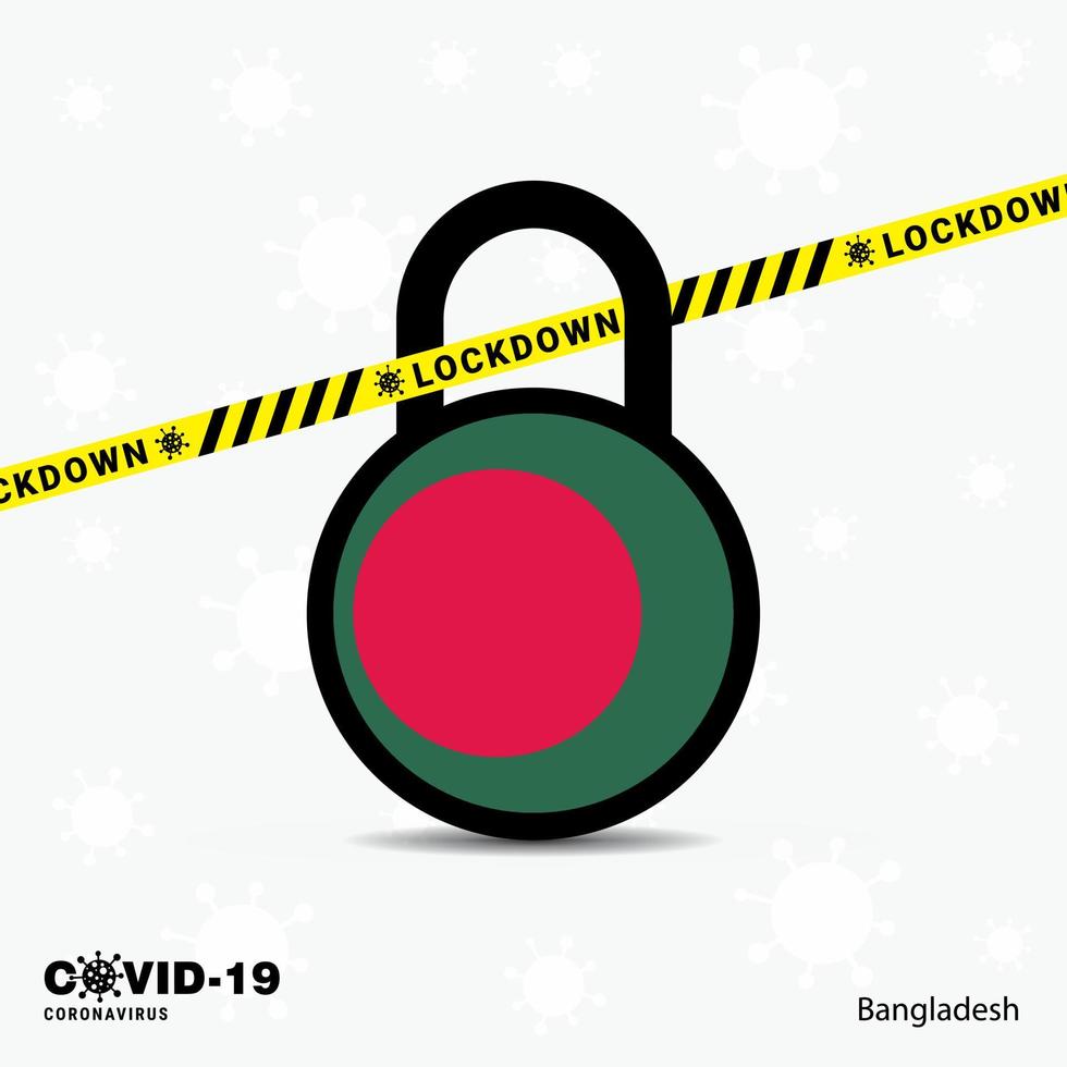 Bangladesh Lock DOwn Lock Coronavirus pandemic awareness Template COVID19 Lock Down Design vector