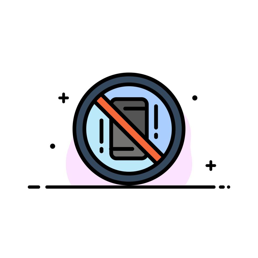 Avoid Distractions Mobile Off Phone  Business Flat Line Filled Icon Vector Banner Template