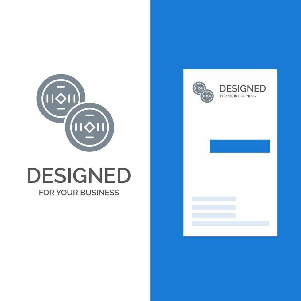 Coins China Chinese Grey Logo Design and Business Card Template vector