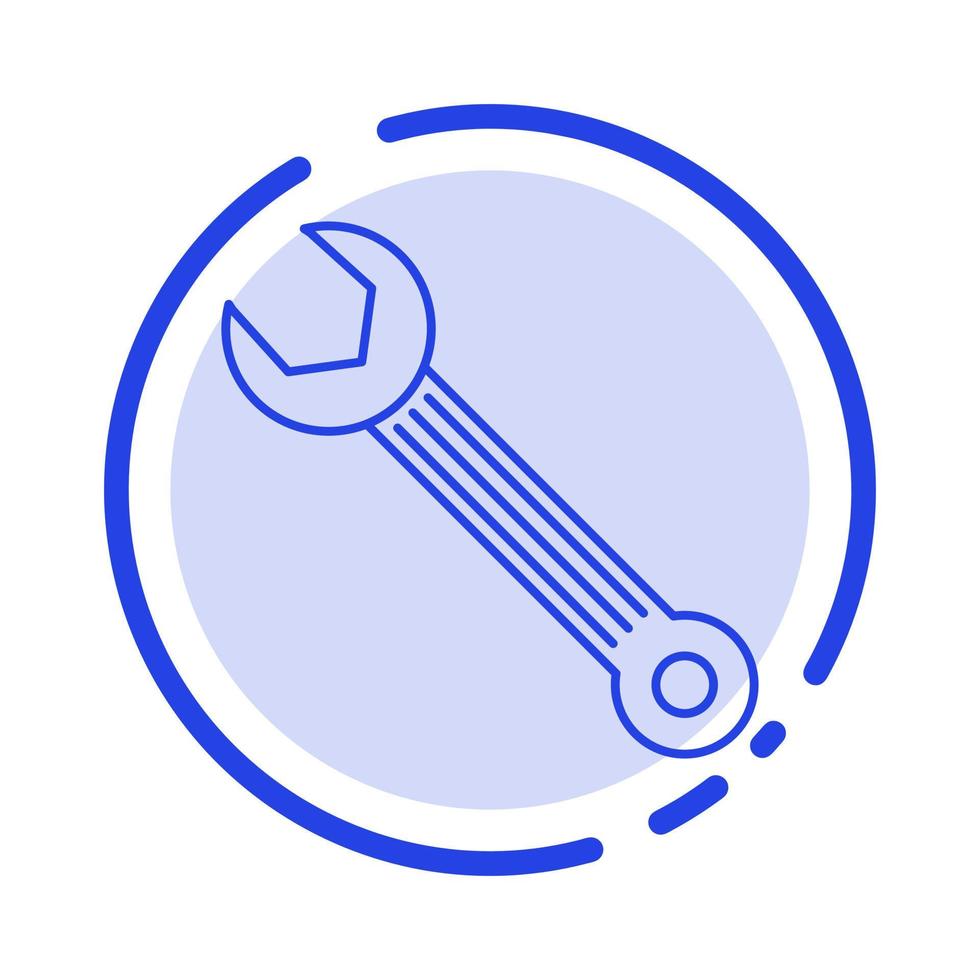 Wrench Adjustable Building Construction Repair Blue Dotted Line Line Icon vector