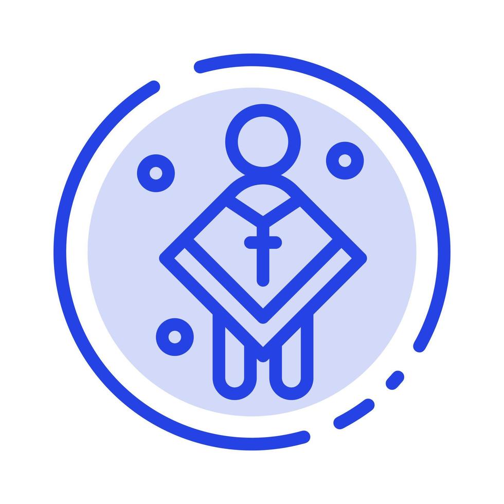 Christian Church Male Man Preacher Blue Dotted Line Line Icon vector