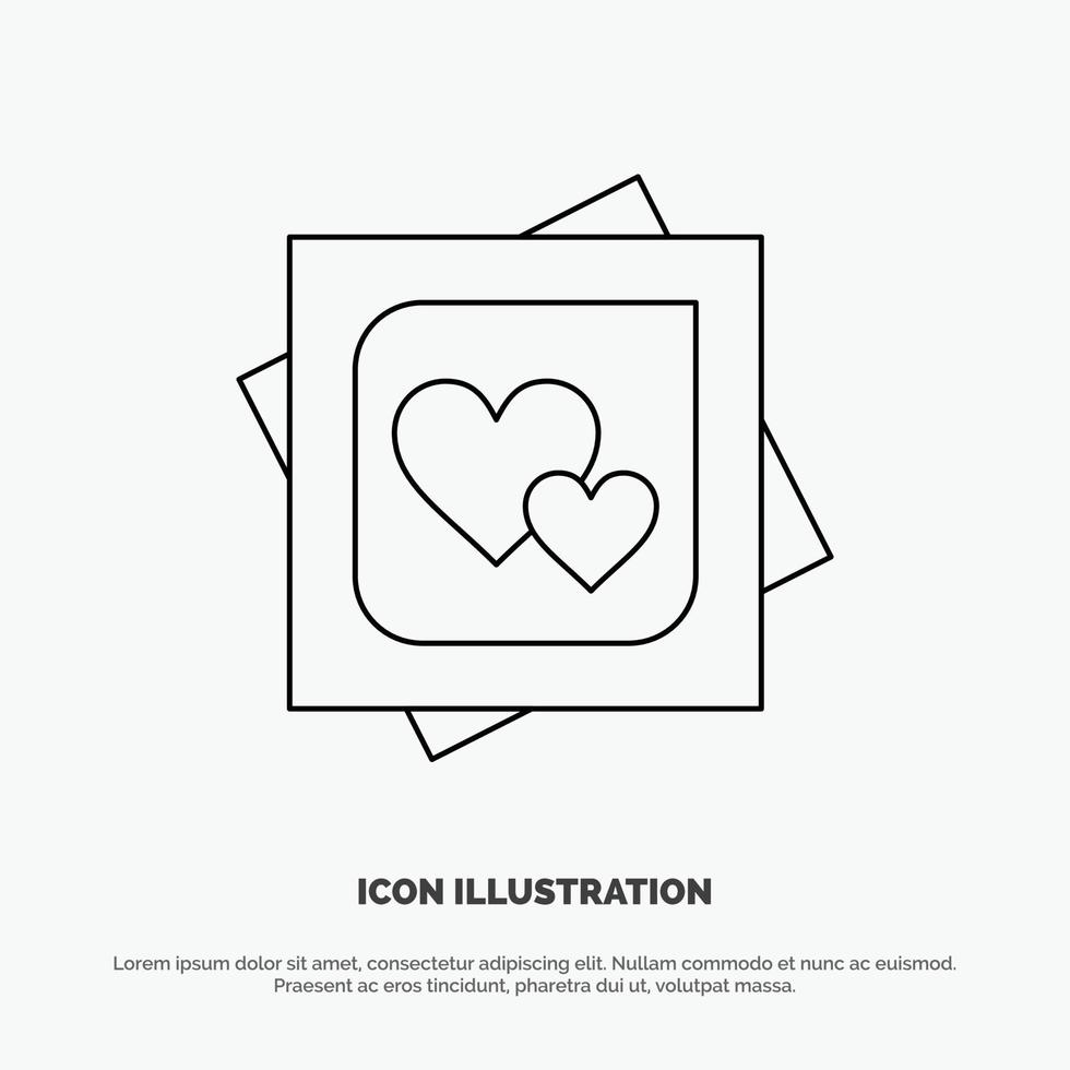 Card Heart Love Marriage Card Proposal Line Icon Vector