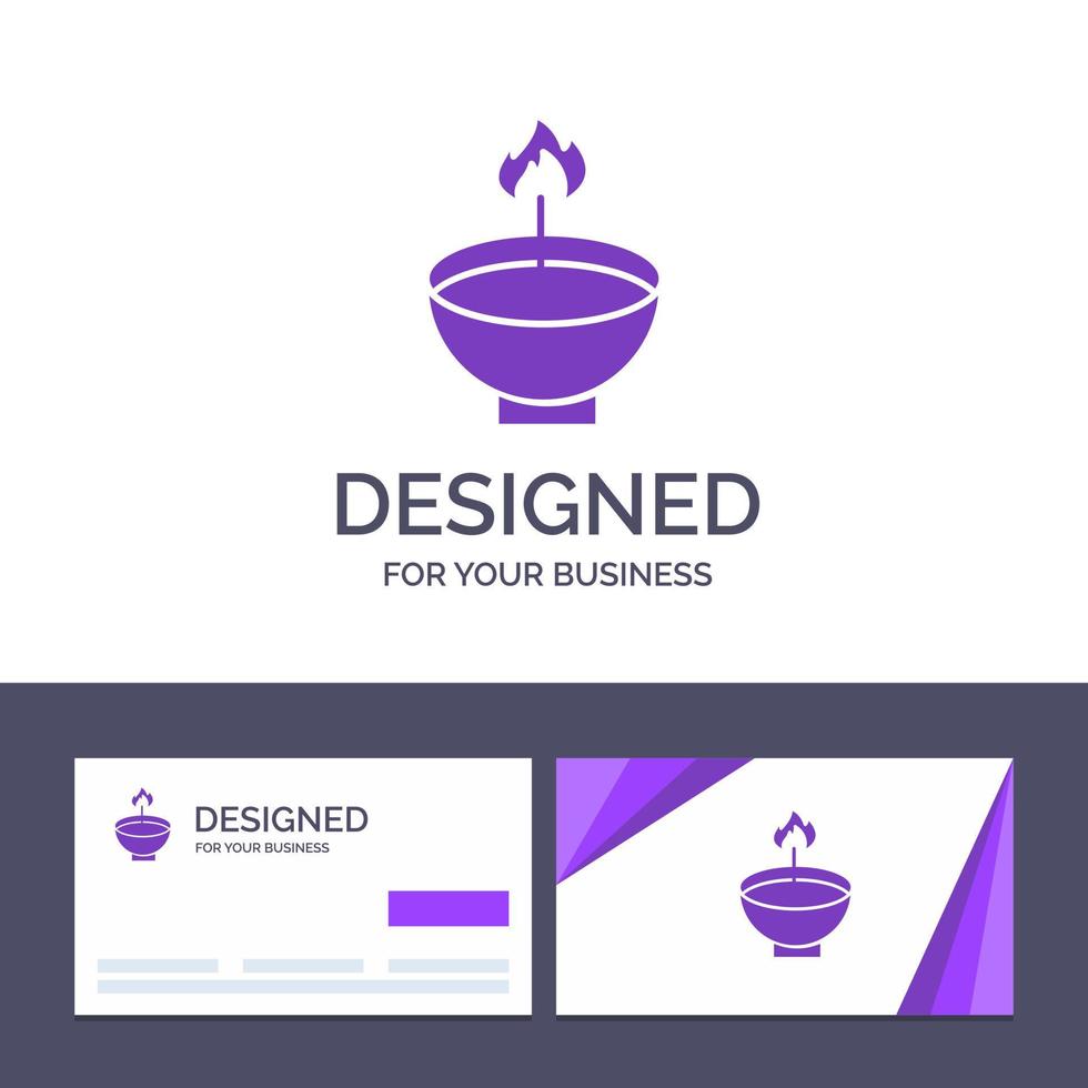 Creative Business Card and Logo template Celebrate Deepam Deepavali Diwali Festival Lamp Light Vector Illustration