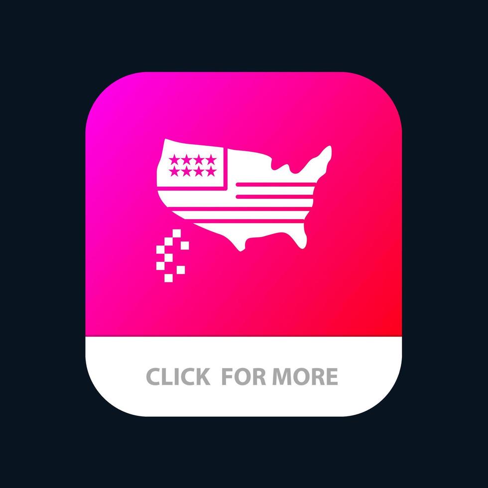 botón de la aplicación móvil de estados unidos de acción de gracias del mapa americano versión de glifo de android e ios vector