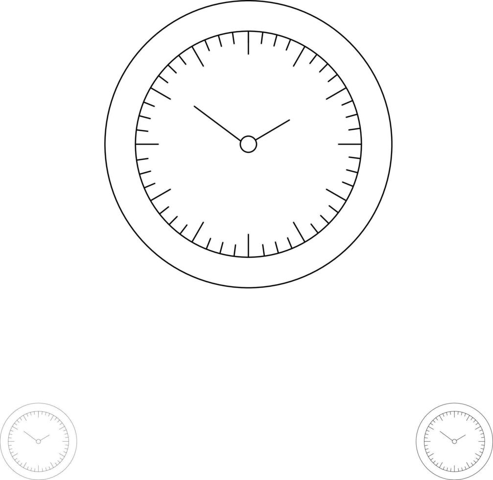 Time Watch Minutes Timer Bold and thin black line icon set vector