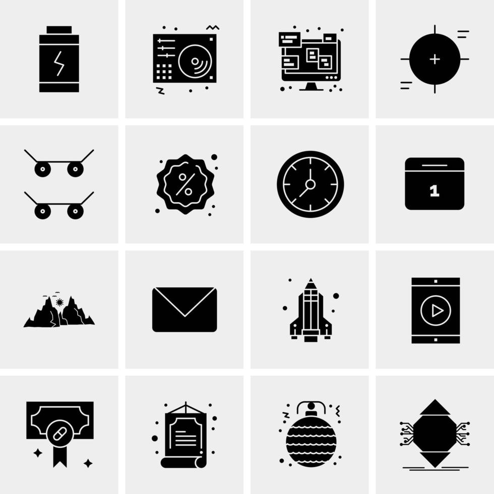 16 iconos de negocios universales vector ilustración de icono creativo para usar en proyectos relacionados con la web y dispositivos móviles