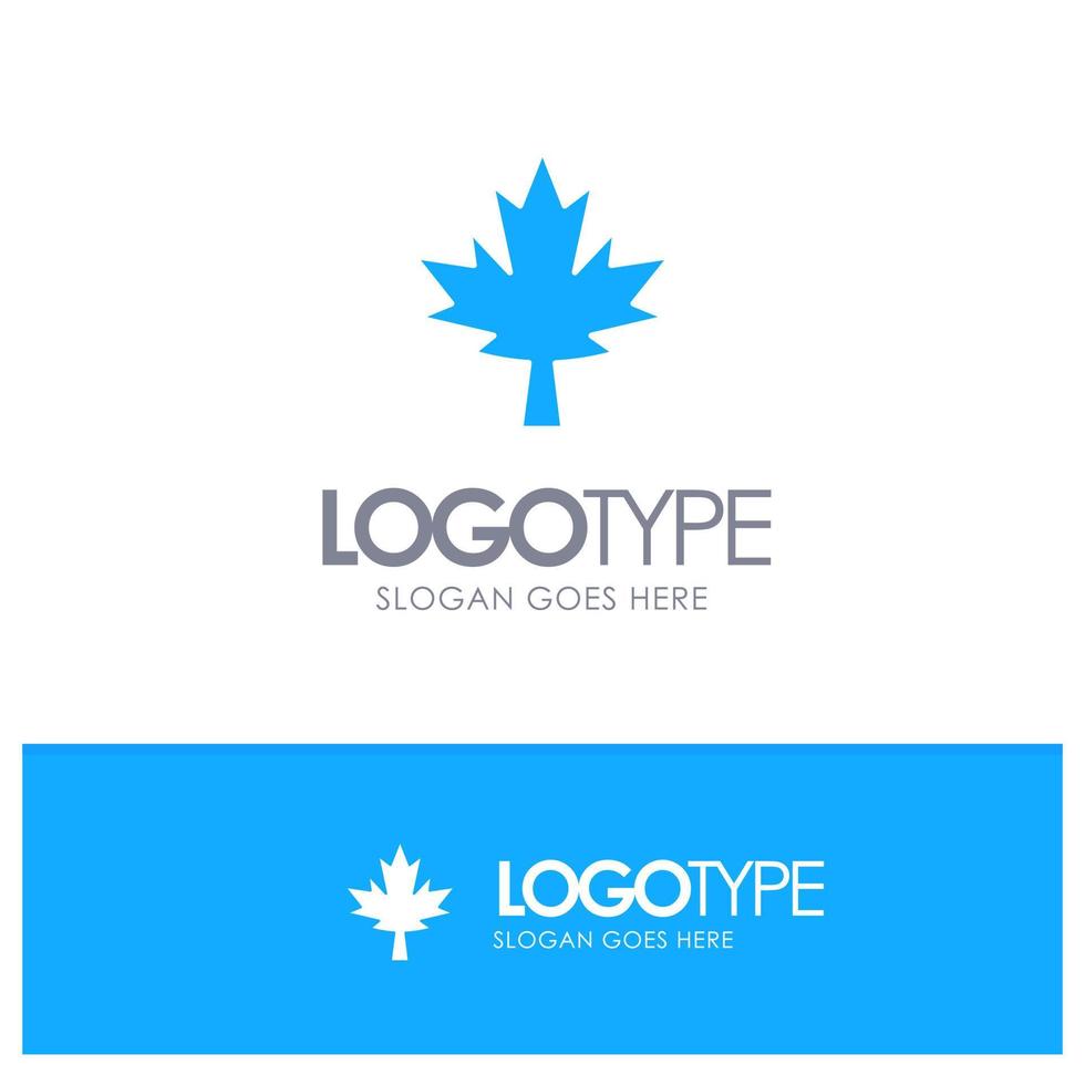 Canada Leaf Maple Blue Solid Logo with place for tagline vector