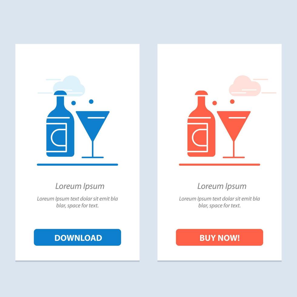 Wine Glass Bottle Easter  Blue and Red Download and Buy Now web Widget Card Template vector