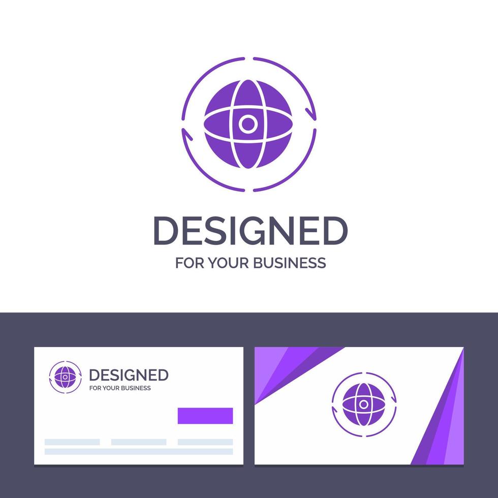 Creative Business Card and Logo template Globe World Earth Atom Connect Vector Illustration