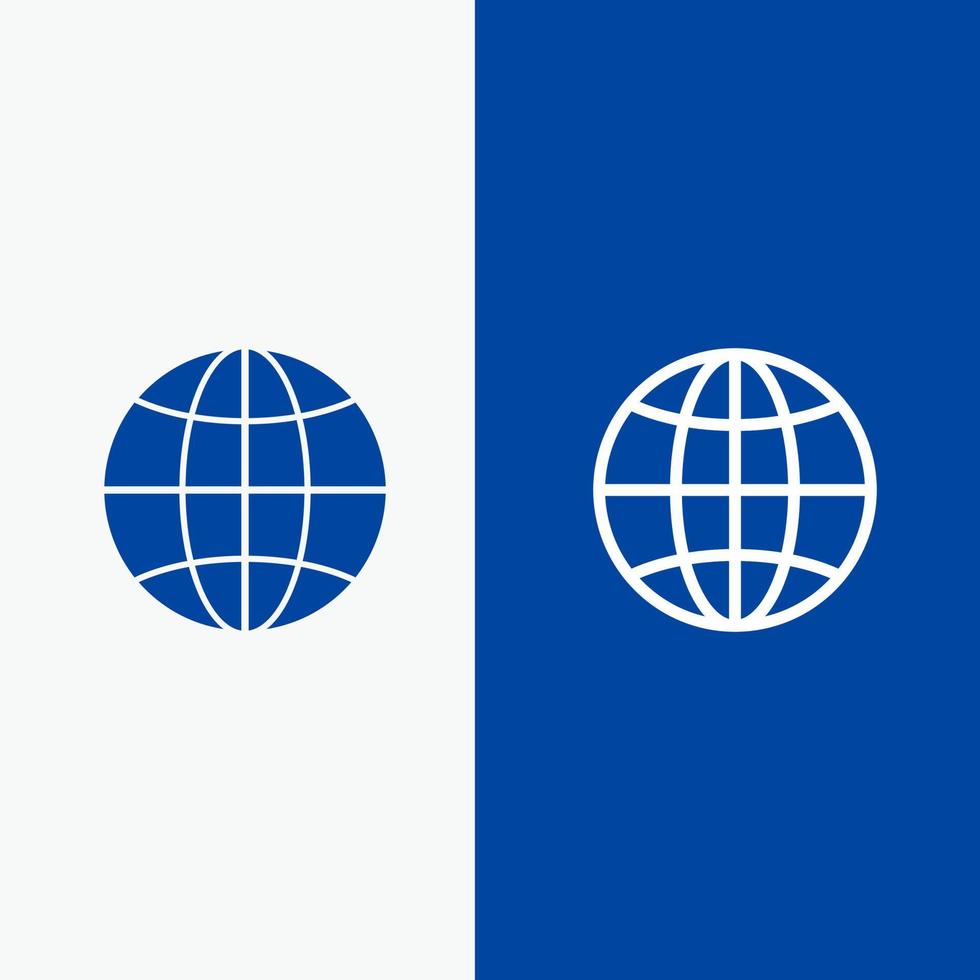 World Globe Internet Design Line and Glyph Solid icon Blue banner Line and Glyph Solid icon Blue banner vector
