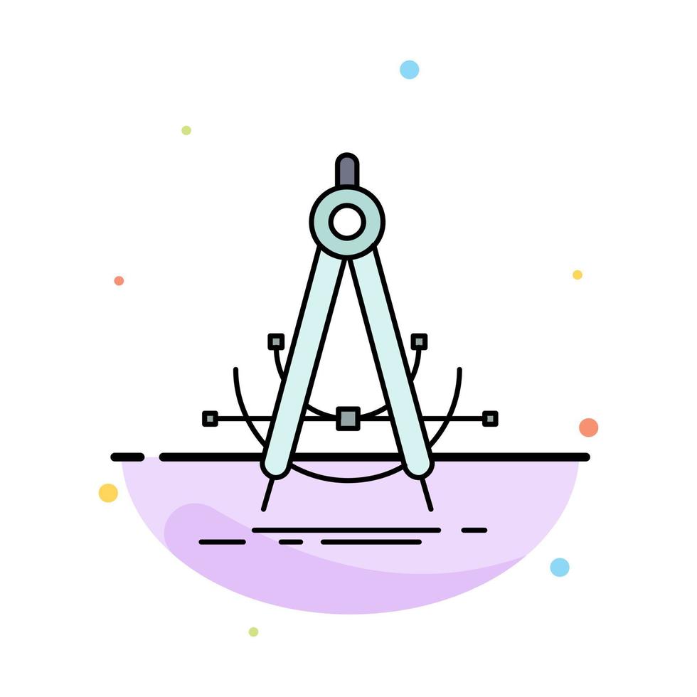 Precision accure geometry compass measurement Flat Color Icon Vector