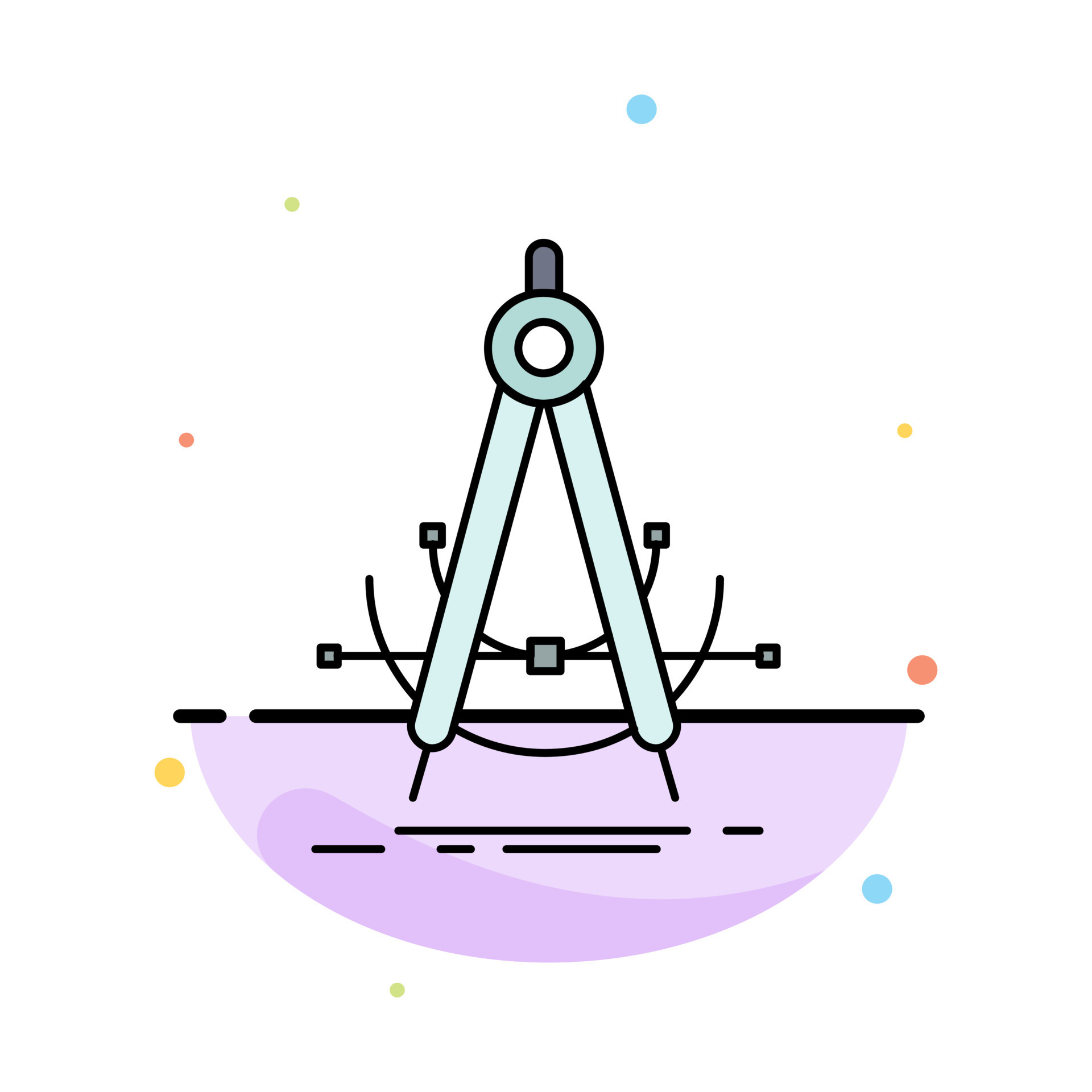 Precision accure geometry compass measurement Flat Color Icon Vector