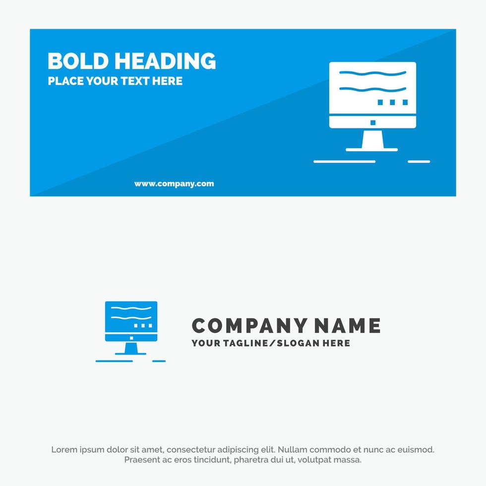 Computer Online Marketing SOlid Icon Website Banner and Business Logo Template vector